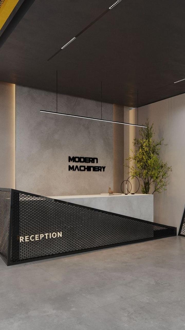Reception desk cladding — corporate lobby